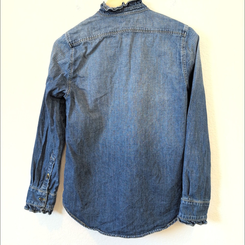 Nili Lotan Classic Wash Lydia Denim Ruffle Collar Shirt Made in USA Small $495 - Picture 10 of 12